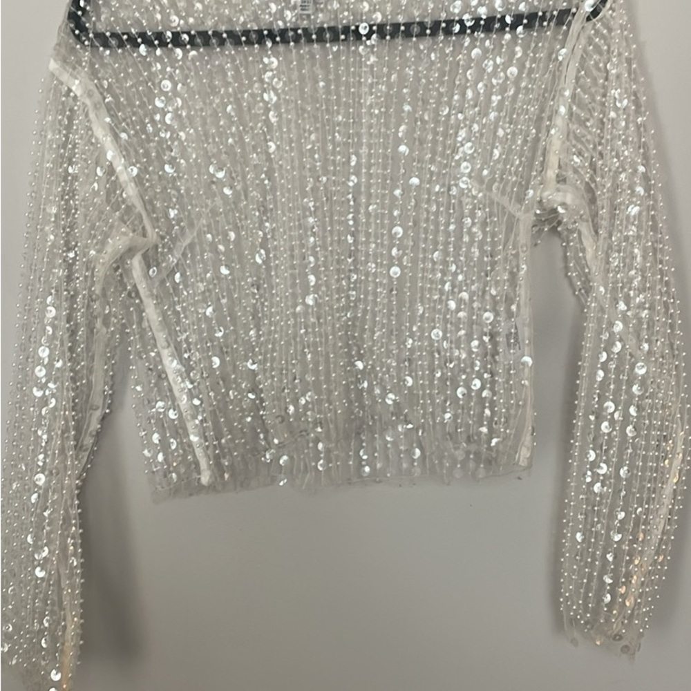 Lucy Paris Silver Sequin Top